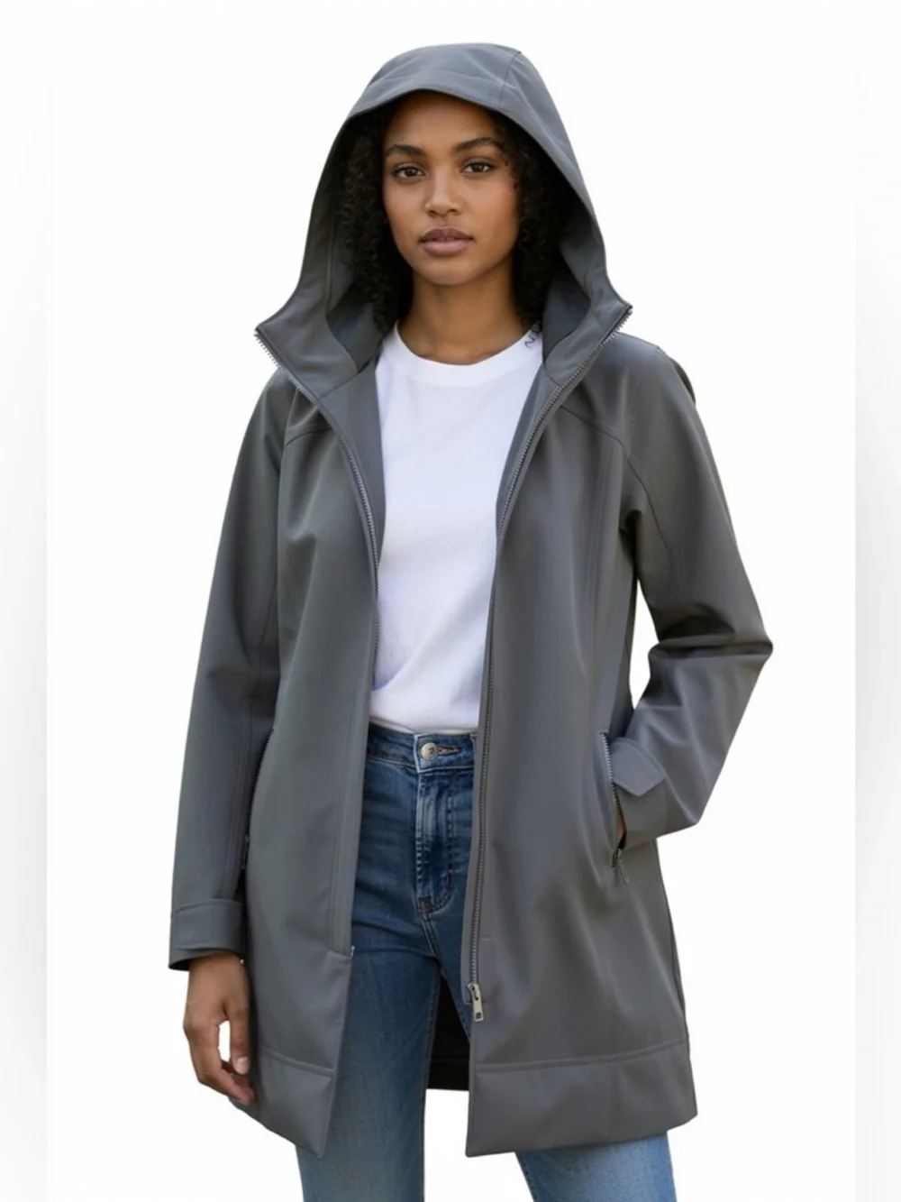 LULULEMON City Softshell Dark Gray Heavy Jacket Rain Coat Size 8